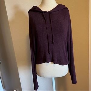 Cropped Dark Purple/Maroon Hoodie, One Size